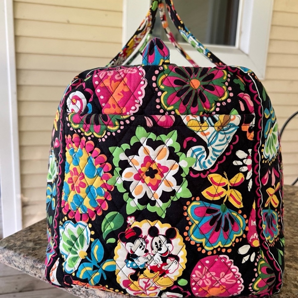 Vera Bradley Black Quilted Floral & Paisley Travel Duffel - Picture 12 of 15